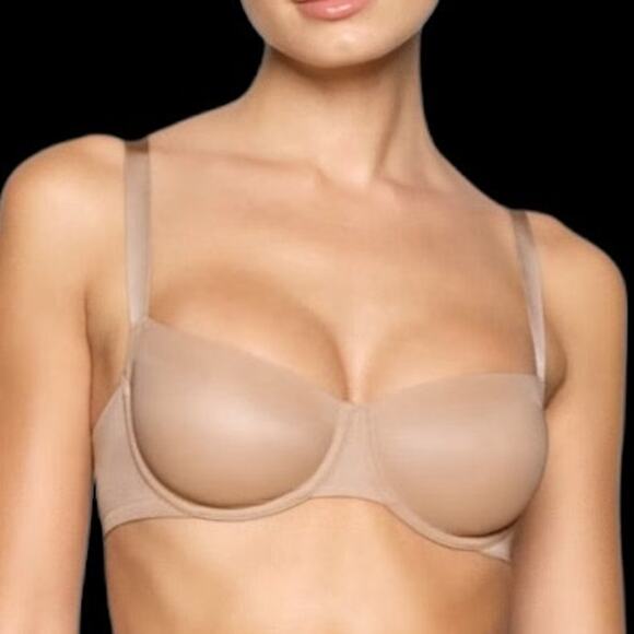 EUC SKIMS Unlined No Show Balconette Bra in Clay $58 Size 32DD - Picture 2 of 6